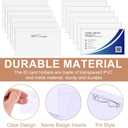 50 Pcs Pin Style Name Badge Holders Clear Plastic Badge Holder with Labels ID Name Tags with Pins Horizontal Name Badge Sleeve for Meeting Seminar Show Event and Conference