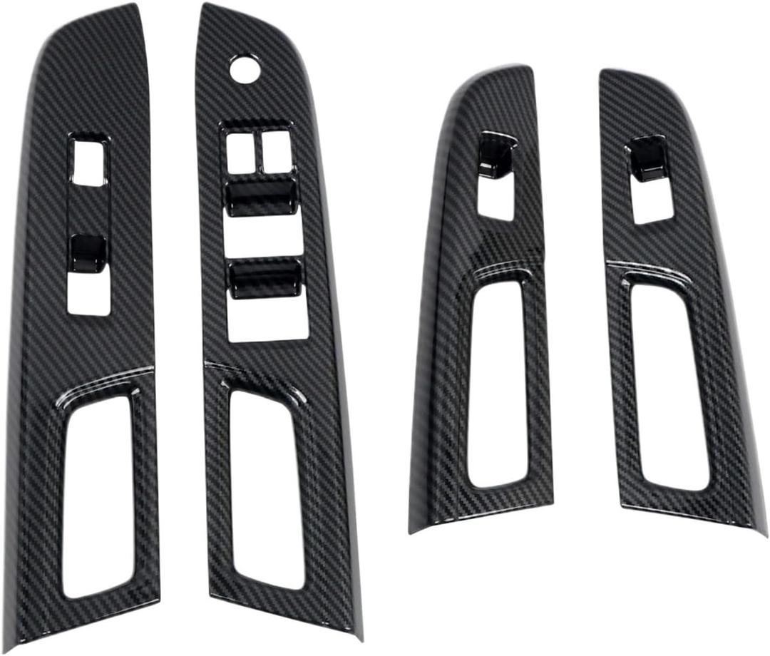 4pcs Carbon Fiber Car Interior Trim Carbon Black Door Armrest Window Switch Lift Cover Trim Interior Compatible For Subaru WRX STI 2015-2020 Gloss Carbon Fiber Vinyl Wrap(LHD)