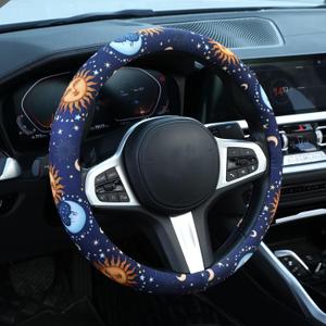 Astrology Sun Moon Celestial Steering Wheel Cover Auto Steering Wheel Protector, Anti-Slip, Breathable, Absorbing Sweat, Universal Car Accessories 14.515 inch,Fit for Most Car, Trucks, SUV