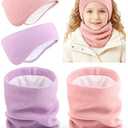 JenPen 4 Pcs Doublelayer Ear Warmers Winter Neck Warmer Set for kids HeadbandKnit Fuzzy Lined Winter Ear Muffs Neck Gaiter Set
