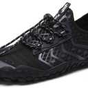UBFEN Swimming Shoes Water Shoes Mens Aqua Shoes Quick Dry Barefoot Aqua Shoes Sports Boating Fishing Yoga Diving Surfing Driving Swim 7 Women / 6 Men D Black Grey