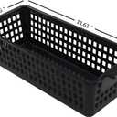 Plastic Slim Storag Basket, 6 Packs Small Organizer Basket Bins, Black
