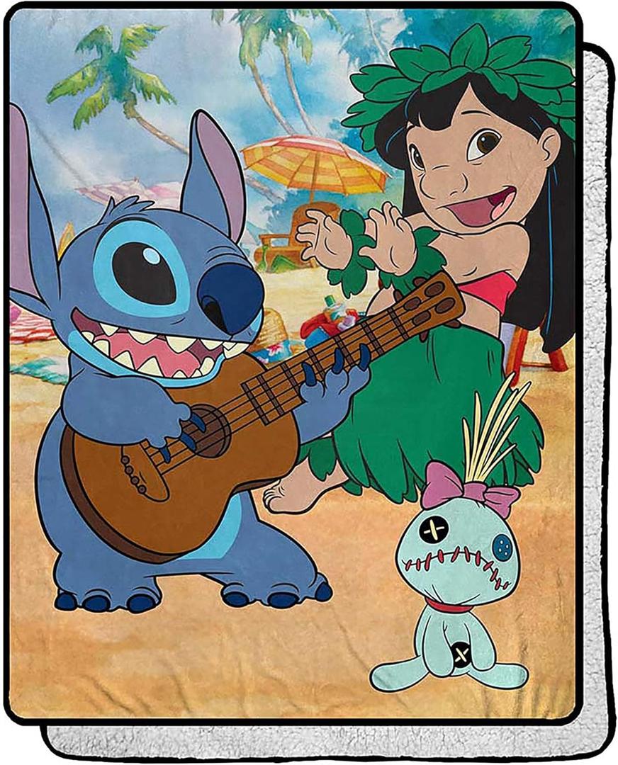 Northwest Lilo and Stitch Silk Touch Sherpa Throw Blanket, 40" x 50", Tropical Mix (40" x 50", Tropical Mix)
