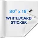 Dry Erase Sticker for Wall, 80" x 18" No Ghosting Peel and Stick White Board Roll, Stain-Proof Self-Adhesive Whiteboard Paper for Home, Office, Classroom