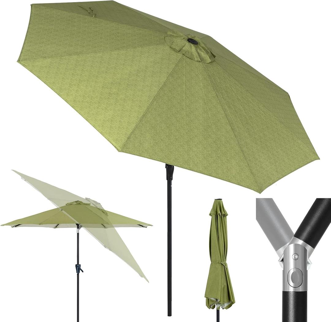Tempera Patio Market Outdoor Table Umbrella with Push Button Tilt and Crank, Large Sun Umbrella with Sturdy Pole & Fade Resistant Canopy, Easy to Set