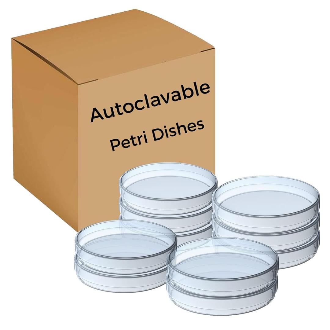 [Autoclavable] 10 Packs Sterile Thick Plastic Petri Dishes with Lid, Vabiooth 90mm Dia x 15mm Deep Clear 3 Vents Petri Dish for Lab Science Experiment, Non-Fragile, Scratch-Resistant