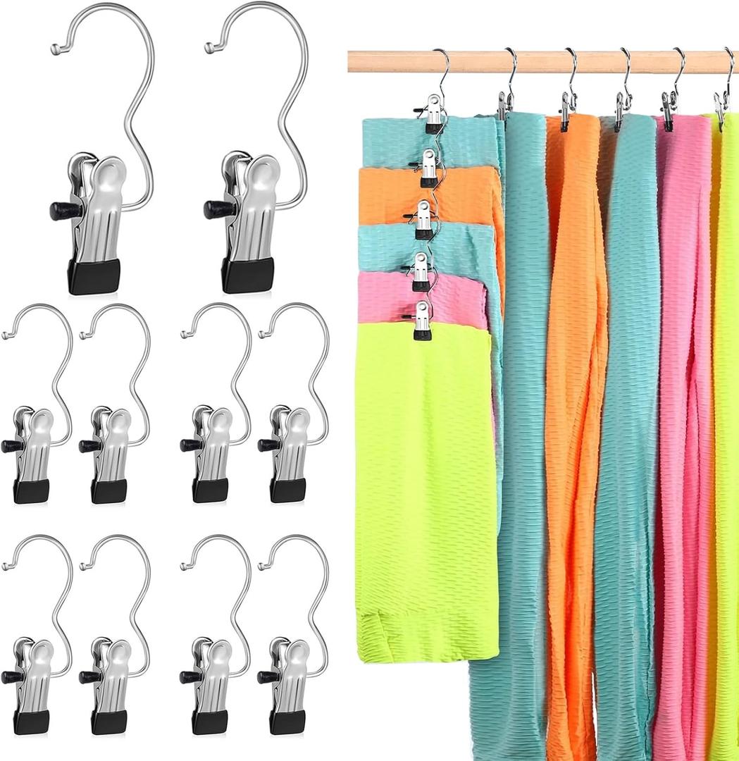Pant Hangers with Clips, Metal Legging Organizer for Closet, 20 Pack Space Saving Hangers with Clips for Yoga Pants, Closet Organizers and Storage for Skirt/Jean/Hat/Short
