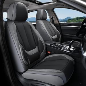 Coverado Seat Covers, Car Seat Covers Front Seats, Car Seat Cover, Car Seat Protector Waterproof, Car Seat Cushion Nappa Leather, Seat Covers Carseat Cover Universal Fit for Most Cars (Gray-Black)