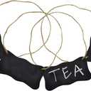 Decorative Black Metal Erasable Mini Chalkboard Hanging Sign, Beverage Label, Set of 4