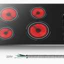 30 Inch Electric Cooktop 4 Burner - Built-in(29.13"x19.3") Ceramic Stove Top 6700W, 30" Electric Cook Top with Timer, Safety Lock, Pause, Dual Ring, 220V - 240V Hard Wired (White Knob)