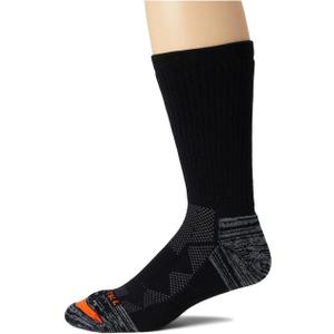 Merrell Unisex Durable and Breathable Midweight Merino Wool Elite Work Crew Sock with Blister Protection 3 Pair Pack, Black, Men's Shoe Size: 13-15
