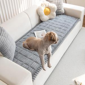 Non Slip Fuzzy Pet Couch Covers for Sofa, Washable Couch Cushion Covers for Large Dogs (27in*59in, Grey)