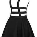 EXCHIC Women's Braces Skirt Pleated A-Line Suspender Mini Skirt XL