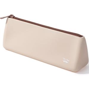 Mr. Pen- Silicone Pencil Case Pouch, Warm Beige, Aesthetic Triangular Design, Multipurpose, Aesthetic Pencil Case Small, Silicone Makeup Bag