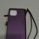 Defencase Compatible with iPhone 14 Case Wallet with RFID Blocking Card Holder for Women and Men, Fashion PU Leather Magnetic Snap Flip Zipper Strap Wallet Phone Case Fit for iPhone 14 6.1", Purple