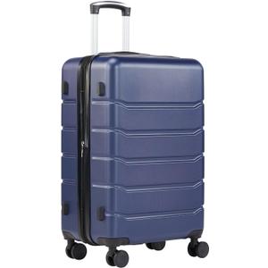 Sweetcrispy Carry on Luggage,Hard Shell Expandable Double Spinner Rolling Wheels Suitcase,TSA Lock, Canal Blue, 20 Inch