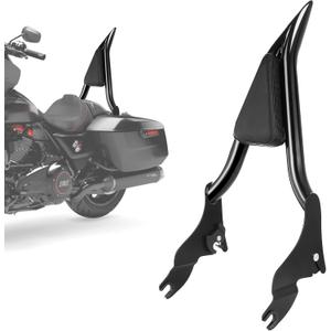 24" Motorcycle Sissy Bar for Harley, Integrated Passenger Backrest compatible with Touring CVO Street Glide Road Glide Electra Glide Road King FLHR FLHX FLHT FLTR 2009-2024(Black)