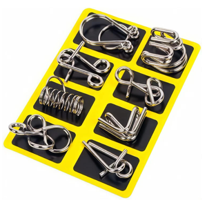 GEKELI Metal Wire Puzzle Set of 24 with Pouch,Brain Teaser IQ Test Disentanglemen Iron Link Unlock Interlock Game Chinese Ring Magic Trick Toy for Party Favor Kids Adults Challenge