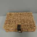 Decorative Box with Lid, Wicker Storage Basket, Water Hyacinth Woven Decorative box for Shelf, Coffee Table, Console Table, Home Decor (Large)