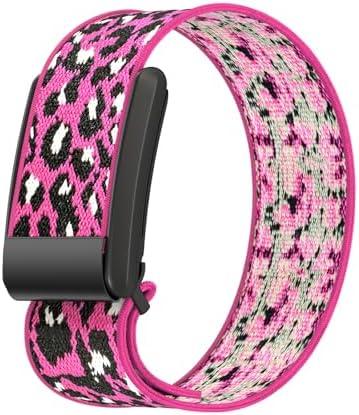 SET OF 2, Stretchy Nylon Band for Whoop, WristBand with Pattern for Whoop 4.0, Soft and Breathable Replacement Straps for Women Men, Compatible 4.0 Wearable Health, Fitness & Activity Tracker (Hot Pink Leopard); Keebowz Sport Band Compatible with App
