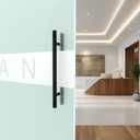 Matte Black Round Barn Door Handles 12"/16"/18"/24"/36"/48"/59'', Pull Push Long French Door Handle Double Sided, Large Front Exterior Shower Door Pull Handles