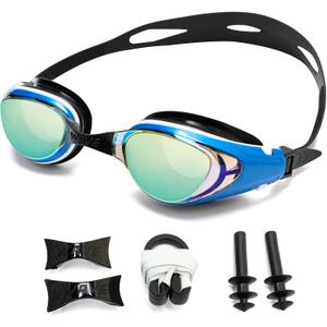 Nearsighted Swim Goggles, Shortsighted Optical Swimming Goggles No Leaking Anti Fog UV Protection for Adult Men Women (-3, Blue)