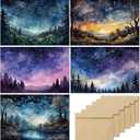 slapaflife Blank Cards with Envelopes All Occasion,Watercolor Starry Night Sky Design Blank Greeting Cards 4x6,20Pack -Blank Greeting Cards,Note Cards with Matching Peel-and-Seal Rustic Envelopes