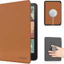 CoBak Case with Fold-Back Magnetic Cover for 7" Kindle Paperwhite 12th Gen 2024 and Kindle Colorsoft - for PopSockets Grip, Compatible with iPhone MagSafe and Anker Wireless Charging Pads, Auto Wake (Brown)