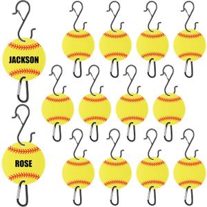 CroBlissful Bag Hook for Fence - Baseball & Softball Fence Hook, Sports Bat Bag Clip for Fences, Backpack Fences Hooks with Acrylic Board for Water Bottle Lover Player Gift(Yellow,Softball)