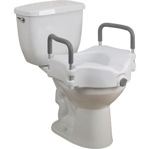 Drive Medical RTL12027RA 2-in-1 Raised Toilet Seat with Removable Padded Arms, Standard Seat
