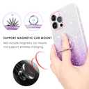 SouLips iPhone 15 Pro Max Case, Magnetic Car Mount Supported Slim Thin Glitter Sparkle with 360° Ring Holder Kickstand Shockproof Protective Phone Cover for iPhone 15 Pro Max 6.7", Gradient Purple