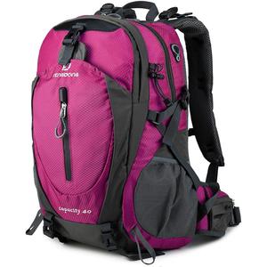 FENGDONG 40L Waterproof Lightweight Outdoor Daypack Hiking, Camping, Travel Backpack for Women Men Pink (A7-red)