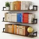 Floating Shelves for Wall 36 Inches Long 8 Inch Deep, Large Wall Book Shelves for Bedroom, Rustic Wood Hanging Bookshelf for Living Room Office Kitchen Closet Organizers and Storage - Set of 3