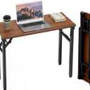 TEMI Small Computer Desk Folding Table - 35.8" Foldable Office Desk, No Assembly, Perfect for Small Spaces in Bedroom, Dorm, or Apartment, Portable Mini Desk or Study Table with Compact Design, Walnut