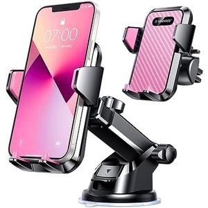 VANMASS 2025【Strongest Suction & Military-Grade】 Car Phone Mount 【Patent & Safety】Ultimate Cell Phone Holder Handsfree Stand for Dash Windshield Vent for iPhone 16 15 Pro Max 14 Android & Truck, Pink