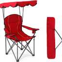 HIGH POINT SPORTS Camping Chairs with Shade Canopy for Adults, Foldable Portable Canopy Chair, Folding Lawn Outdoor Chair with Canopy for Beach, Camping, Support 350 LBS, Red