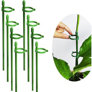 Belit 8 Pack Small Plant Support Plant Stakes, Adjustable Garden Single Stem Support Stake, Planter Support Ring for Orchid, Rose, Peony, Peppers and More, 12 inch