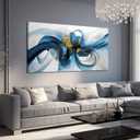Large Wall Art Blue Abstract Canvas Wall Art Pictures for Living Room Office Wall Decor Decorative Canvas Painting Modern Framed Wall Art Artwork for Wall Print Ready to Hang Size 29x58 Inch