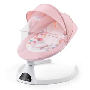 Baby Swing for Infants, Electric Portable Swing for Babies, Bluetooth Touch Screen/Remote Control Timing Function 5 Swing Speeds Baby Rocker Chair with Music 5 Point Harness Pink