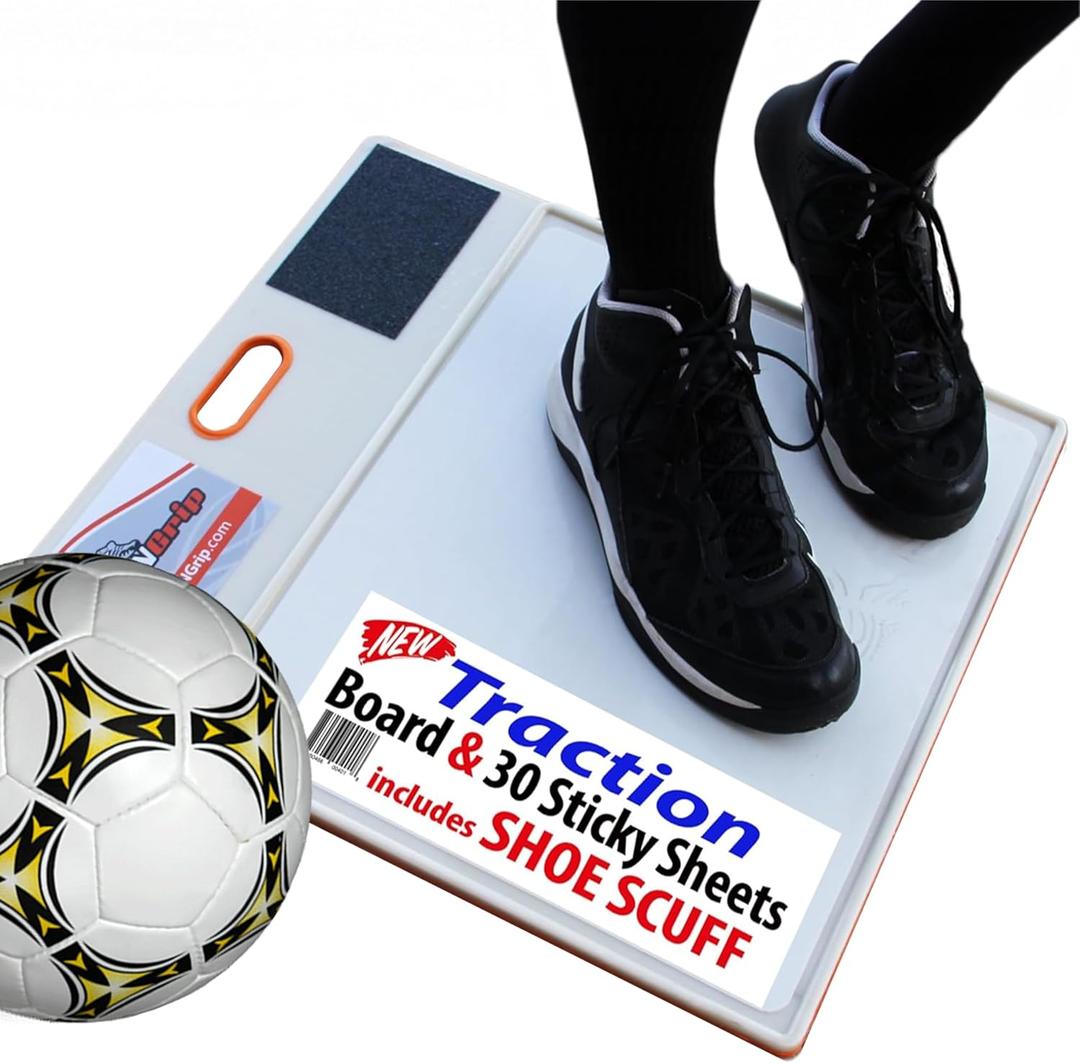 Basketball Sticky Mat Traction Board with Shoe Scuff Pad - 30 Sheets, No Slip White Court Grip Mat for Wood Surfaces - Enhances Shoe Traction and Game Performance - 19" x 21"