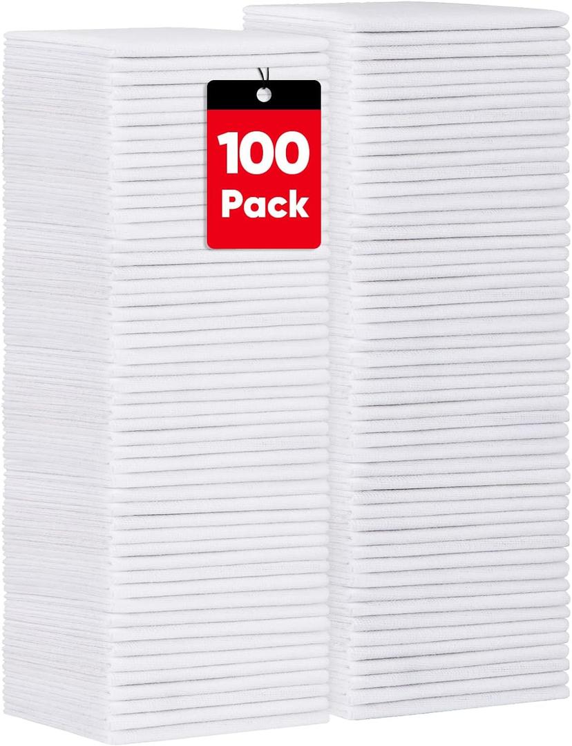 HOMEXCEL White Shop Towels 100 Pack, Reusable Microfiber Towels for Cars, Bulk Multipurpose Microfiber Cleaning Cloths, Lint Free Cleaning Rags for Car, House and Kitchen, 11.5 x 11.5 inch