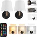 Battery Operated Wall Sconces Set of 2, Rechargeable Wall Lights