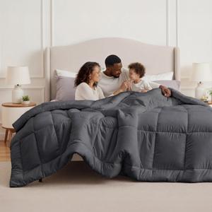 Bedsure Comforter Duvet Insert - Quilted Comforters Oversized King Size, All Season Duvet, GentleSoft Down Alternative Bedding, with 8 Tabs, Gifts for Women/Men, Grey, Oversized King 116 x 98 Inches