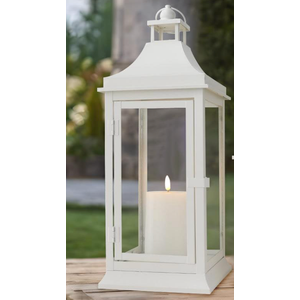 White Lantern Vintage Candle Lanterns Outdoor Hanging Tower Lantern Metal Candle Holder for Garden Living Room Indoor Outdoor Parties Weddings Balcony Patio