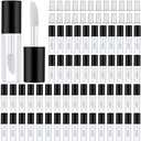 Patelai 100 Pieces Clear Mini Lip Gloss Tube Refillable Empty Lip Balm Gloss Containers Bottles Transparent Mini Lipstick Containers for Women DIY Makeup(Black, 1.2ml)