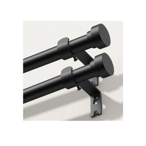 Curtain Rods 2 Pack 36-45 Inch, Black 1 Inch Adjustable Heavy Duty Curtain Rods for Windows, Decorative Modern Window Treatment Rod, Splicing Metal Drapery Pole, Easy Installation