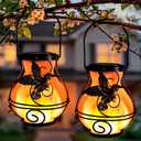 Solar Lanterns Outdoor Waterproof Hummingbird Hanging Solar Lantern Outdoor Garden Decoration Gifts for Mom Grandma Flickering Flame Lights 2 Packs