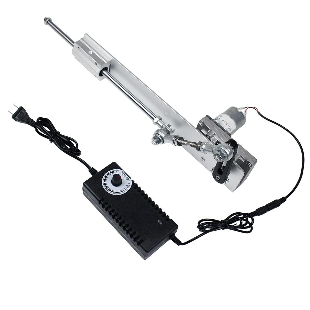 XUNKUNE DC24V DIY Reciprocating Cycle Linear Actuator, Adjustable Telescopic Motor with Speed Controller Regulation Adapte,5-25kg Thrust,Stroke: 2-8cm, Speed 45rpm