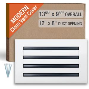 FA-STAR Clean Modern AC Vent Cover 12 x 8 (Duct Opening Cutout) - Decorative White Air Vent - Standard Linear Slot Diffuser - Register Grille for Ceiling, Walls & Floors - All Aluminium