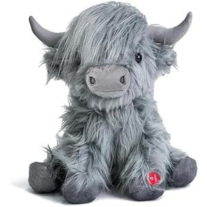Tonpect Highland Cow Stuffed Animal with Mooing Sound, 10 inch, Cuddly Farm Cow Toy for Boys Girls Gift Decoration